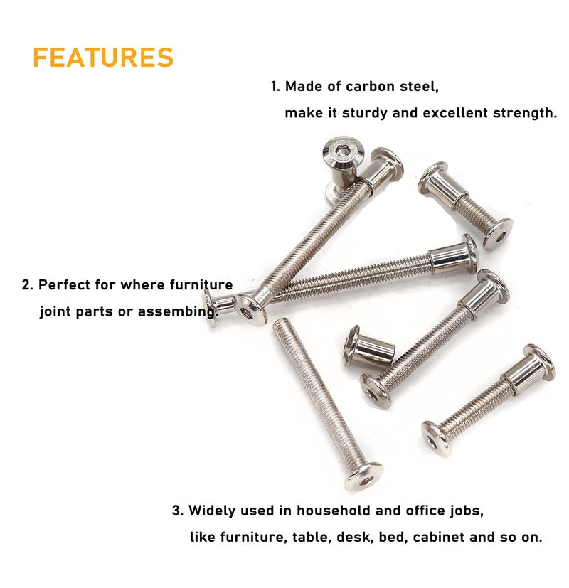 binifiMux 10-Pack M6-1.0 x 35mm Rivet Countersunk Hex Head Socket Cap Bolt and Barrel Nut for Furniture - Image 5